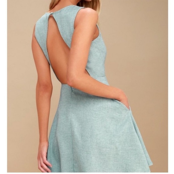 Lulus Winsome Mint Backless Skater Sleeveless Dress - Picture 3 of 8